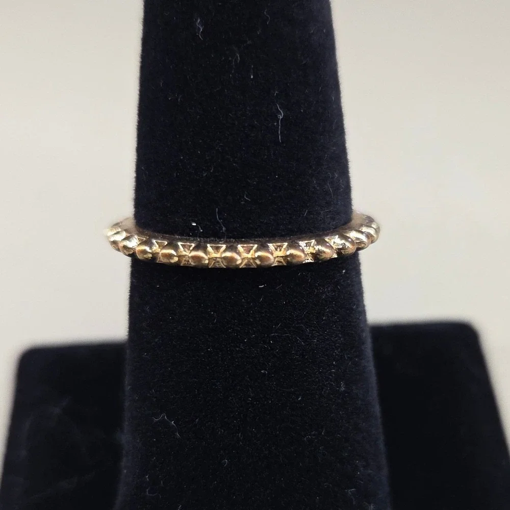 Gold Tone‎ Beaded Eternity Band Ring Textured Stackable Minimalist Size 8